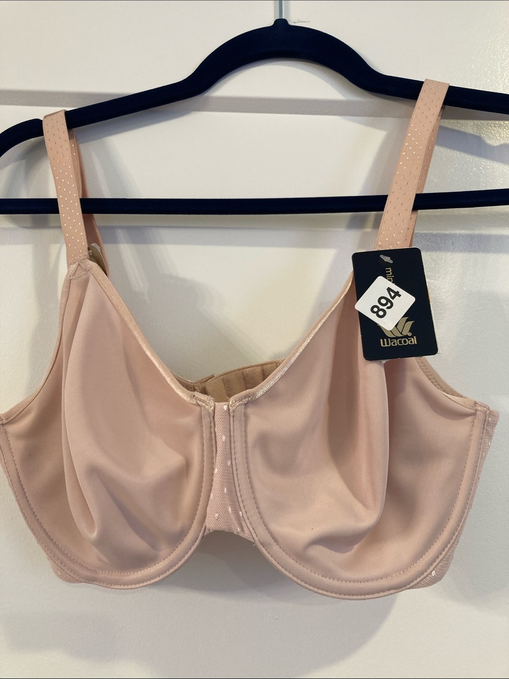 Wacoal Blush Pink Full Coverage Underwire Bra with Polka-Dot Straps